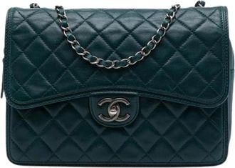 Chanel Pre-owned Quilted Lambskin Crossbody Bag - Dames - Vintage Schoudertas - Groen - ONE Size - Leer - Vintage