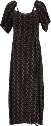 Reformation Printed Midi Dress in Black Viscose