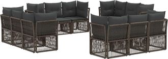 vidaXL Conjunto De Sof&aacute;s De Jard&iacute;n 12 Uds. Gris Rat&aacute;n Sint&eacute;tico Vidaxl