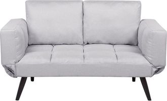 Beliani Beliani - Sof&aacute; Cama 2 Plazas Gris Claro Reposabrazos Ajustables Estilo Minimalista Brekke