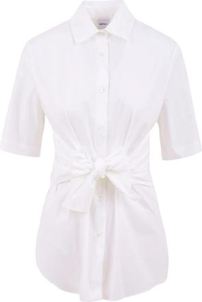 Aspesi Blouse met Strik - Dames - Overhemden - Wit - L - Katoen - Overhemden