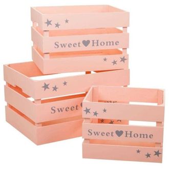 Wanderlust Deco Wanderlust Deco - Set 3 Caj&oacute;nes De Madera Lacada Rosas