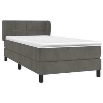 vidaXL Cama Box Spring Con Colch&oacute;n Terciopelo Gris Oscuro 100x200 Cm Vidaxl