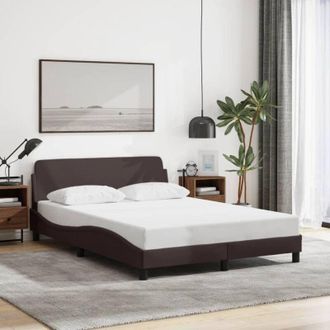 vidaXL Estructura De Cama Dover Tela Marr&oacute;n Oscuro 140x190 Cm Vidaxl