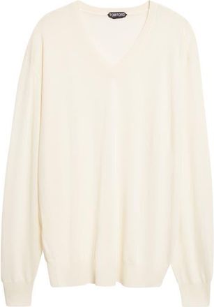 Tom Ford Cashmere V-Neck Sweater in Cream White at Nordstrom, Size 40 Us