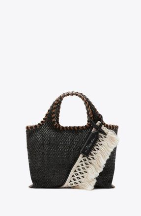 3.1 Phillip Lim Raffia Fringe Mini Market Tote in Black at Nordstrom