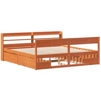vidaXL Bed Frame without Mattress Wax Brown 180x200 cm Super King Solid Wood Pine Vidaxl