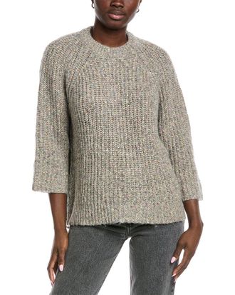 Autumn Cashmere Shaker 3/4-Sleeve Alpaca-Blend Sweater