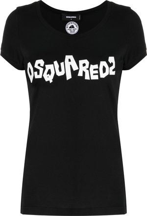 Dsquared2 logo-print slim-fit T-shirt - women - Cotton - S - Black