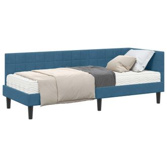 vidaXL Estructura De Cama Esquina Con Colch&oacute;n 2 Pcs Azul Terciopelo Vidaxl
