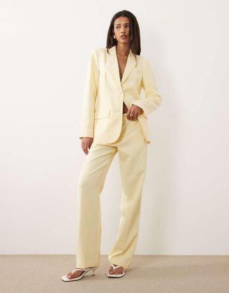 Vila Pantaloni sartoriali giallo pastello in coordinato