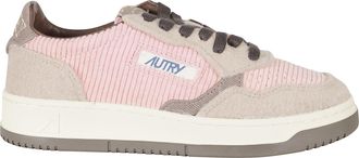Autry Pink And Chocolate Medalist Low Suede Sneakers