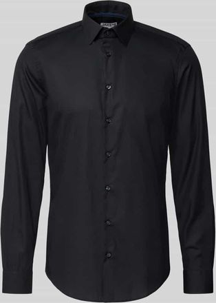 Jake*s Slim Fit Businesshemd mit Kentkragen in Black, Größe 37/38