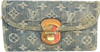 Louis Vuitton Pre-owned Vintage Monogram Denim Lange Portemonnee - Heren - Vintage Accessoires - Blauw - ONE Size - Denim - Vintage