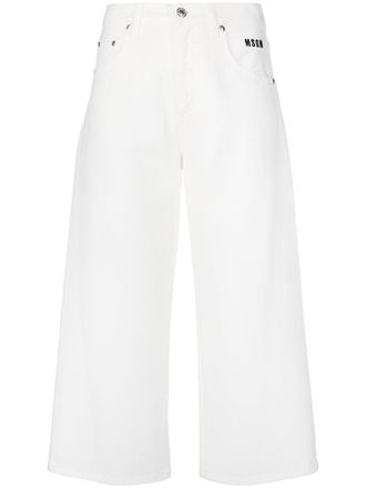 Msgm logo-print cropped jeans - Neutrals