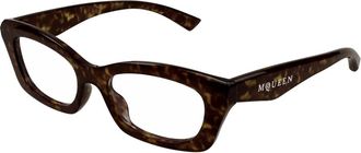 Alexander McQueen Stijlvolle Bril Am 0474O in Zwart - Dames - Brillen - Bruin - 52 MM - Accessoires
