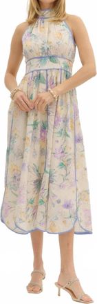 Entro Scallop Hem Bloom Halter Dress In Blush