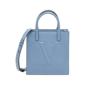 Valentino Tassen, Dames, Blauw, ONE Size, Leer, Gestructureerde Handtas