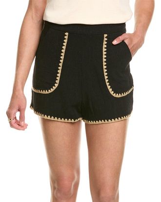 Vintage Havana High Waisted Linen-Blend Short