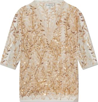 Munthe Blouses, female, Yellow, Size: S Babur Sequin Top