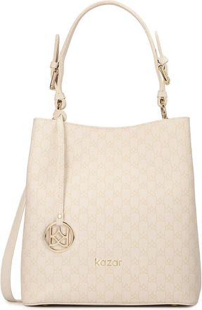 Kazar Beige Print Leren Handtas - Dames - Handtassen - Wit - ONE Size - Leer - Tassen