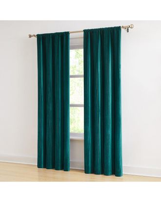 Lush Décor Glam Pleated Velvet Light Filtering Window Curtain Panels