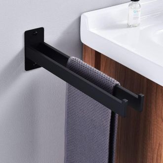 OEM Toallero Cuadrado De Acero Inoxidable Con Dos Brazos, De Pared, Para Ba&ntilde;o Y Cocina, Negro Mate, 39 Cm -crezuo