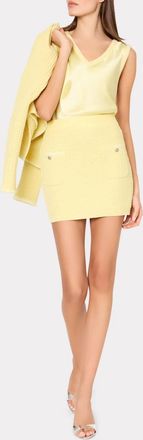 Milly Saige Textured Mini Skirt In Light Yellow