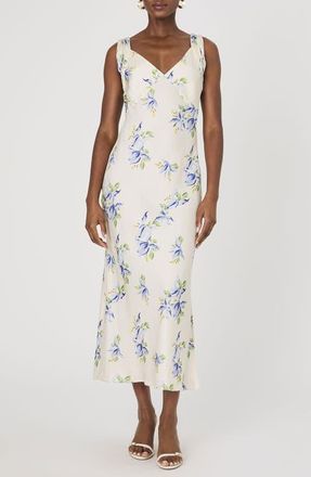 French Connection Ennis Vivian Floral Satin Maxi Dress in Pale Iris Multi at Nordstrom, Size 6