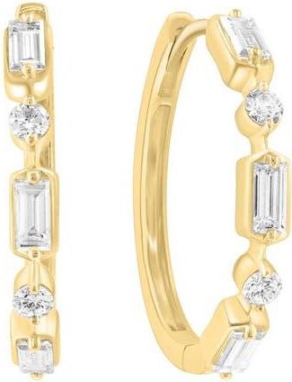 Effy 14K Gold Plated Sterling Silver Lab Grown Diamond Huggie Hoop Earrings at Nordstrom Rack