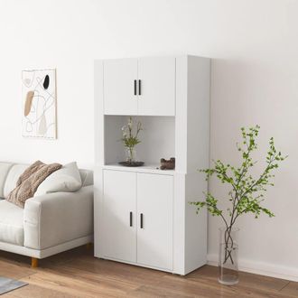 vidaXL Aparador Alto Madera Contrachapada Blanco Vidaxl