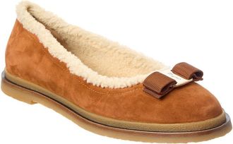Ferragamo Varina Suede & Wool Ballet Flat