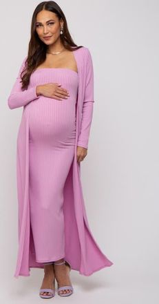 Pinkblush Ribbed Sleeveless Dress Cardigan Set at Nordstrom, Size Small