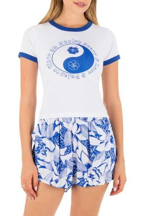 Hurley Peace Out Ringer Baby T-Shirt in Hydro at Nordstrom, Size X-Small