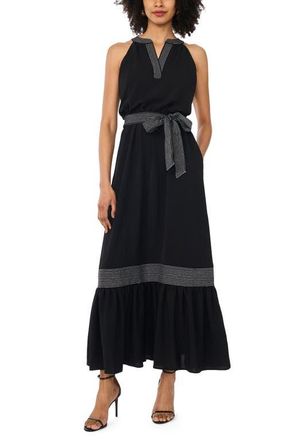 Vince Camuto Trapunto Contrast Stitch Maxi Dress in Rich Black at Nordstrom, Size Xx-Large