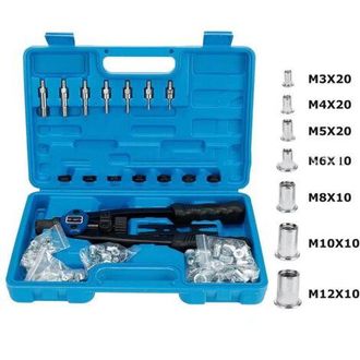 OEM [mai Usato]kit Di Installazione Dadi Con 100 Mandrini Metrici Assortiti M3/m4/m5/m6/m8/m10/m12 E Custodia Per Il Trasporto Stampata
