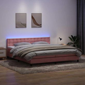 vidaXL Cama Box Spring Con Colch&oacute;n Terciopelo Rosa 180x210 Cm Vidaxl