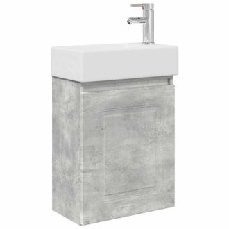 vidaXL M&oacute;dulo De Ba&ntilde;o Con Grifer&iacute;a Gris Hormig&oacute;n 45,5 X 22,5 X 84 Cm Vidaxl
