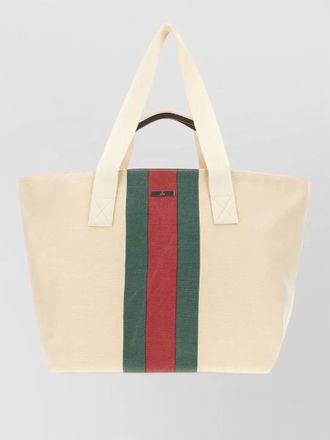 Gucci canvas positano shopping tote bag striped