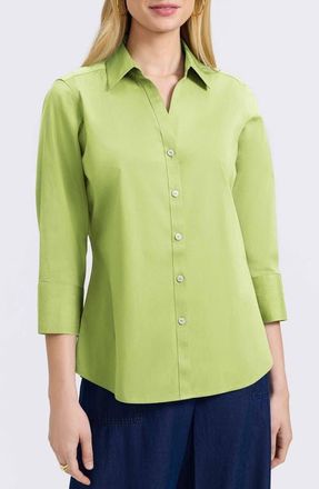 Foxcroft Mary Button-Up Blouse in Celery at Nordstrom, Size 10