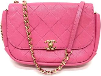 Chanel Pre-owned Leather chanel-bags - Dames - Vintage Schoudertas - Roze - ONE Size - Vintage