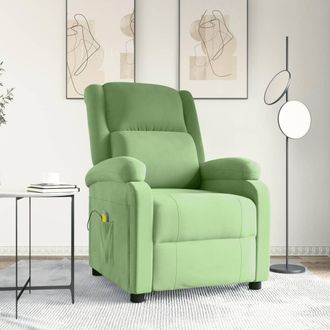 vidaXL Sill&oacute;n De Masaje De Terciopelo Verde Claro Vidaxl