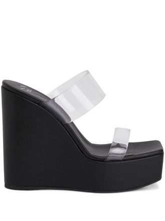 Giuseppe Zanotti Meissa plexi 130mm wedge mules - women - PVC/Polyester/Leather/Rubber/Polyurethane - 40 - Black
