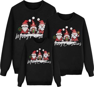 Generic Matching Christmas Jumpers Family Jumpers for Women Long Sleeve Round Neck Snowflake Xmas Tree Sweatshirts Novelty Family Christmas Pullovers for Men,