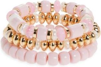 Nordstrom Rack 3-Pack Assorted Beaded Bracelet Set in Pink Multi- Gold at Nordstrom Rack