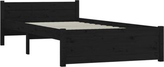vidaXL Bed Frame without Mattress Black Solid Wood 75x190 cm Small Single Vidaxl
