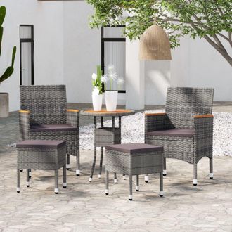 vidaXL Juego De Muebles De Jard&iacute;n De 5 Piezas Rat&aacute;n Sint&eacute;tico Gris Vidaxl