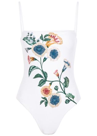 Agua Bendita Durazno Floral-embroidered Swimsuit - Multicoloured - XS (UK6)