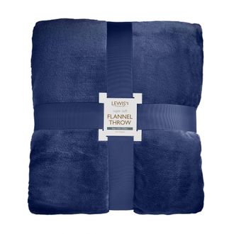 Lewis's Super Soft Flannel Throw - Navy - 220X240cm | TJ Hughes