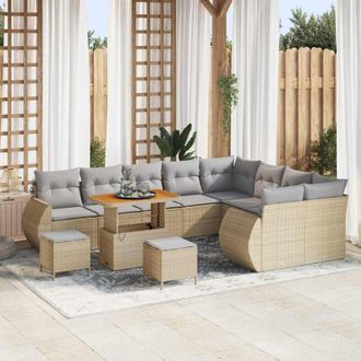 vidaXL Conjunto De Sof&aacute; De Jard&iacute;n 12 Pcs Beige Rat&aacute;n Sint&eacute;tico Vidaxl